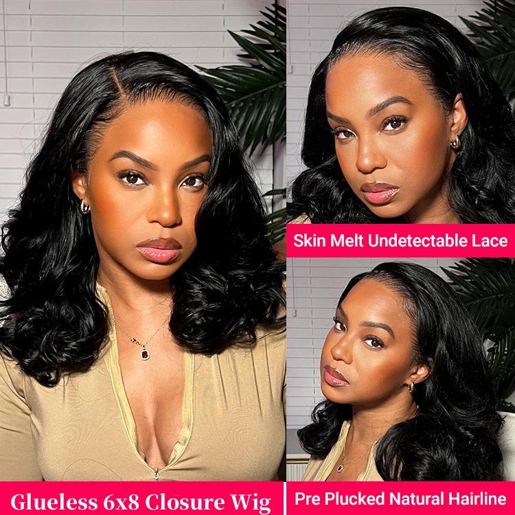 🔥Final 3 Hours: 70%OFF🔥 Glueless Body Wave Wig | 6×8 Lace, Pre-Cut & Ready to Wear